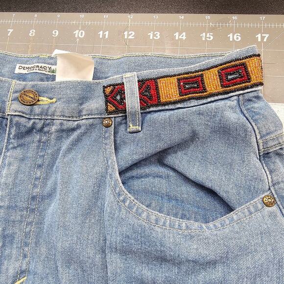 Democracy Vintage Beaded Jeans Women Size 14 Blue Y2K Cottage Boho Western Indie - Picture 9 of 13